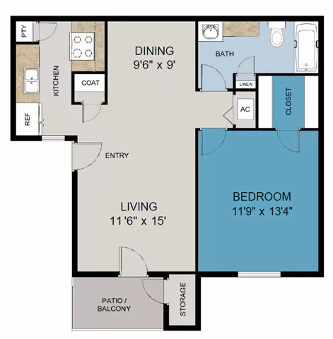 1 Bedroom 1 Bathroom 2626 floor plan